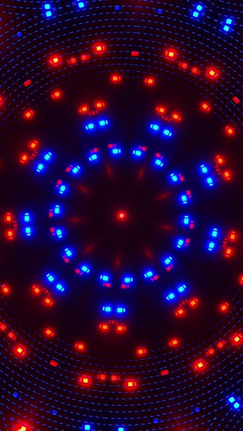 Circular light with blue and red lights. Kaleidoscope VJ loop Vertical. 3D 스톡 동영상 314100637