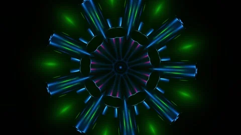 Circular light design with blue and red lights. Kaleidoscope VJ loop Stock Footage 261671440