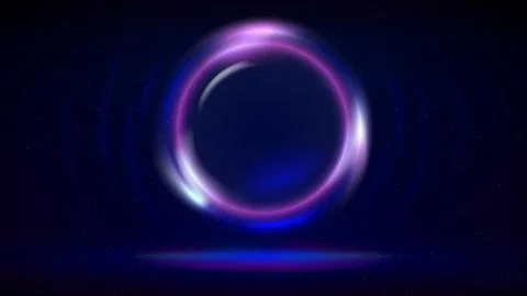 Circular light frame on particle background, stage. Template, backdrop advert Stock Illustration