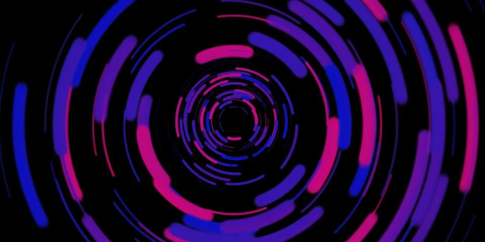 Circular light line rotating laser light burst laser light spiral 3D illustra Stock Illustration
