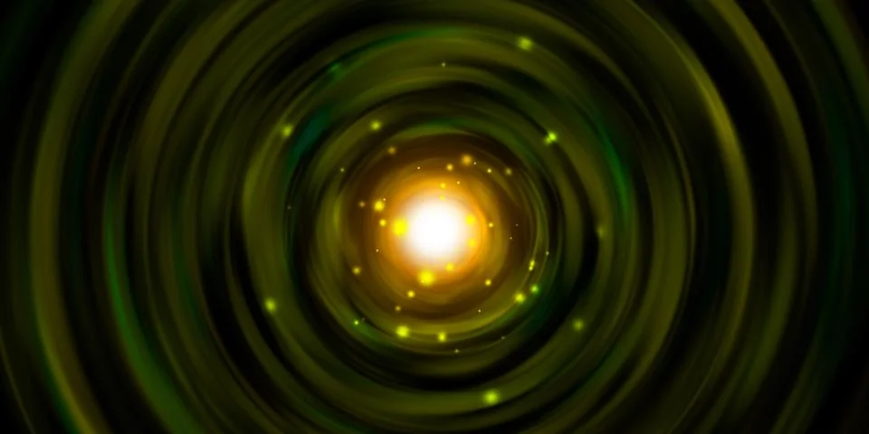 Circular light line rotating laser light burst laser light spiral 3D illustra Stock Illustration