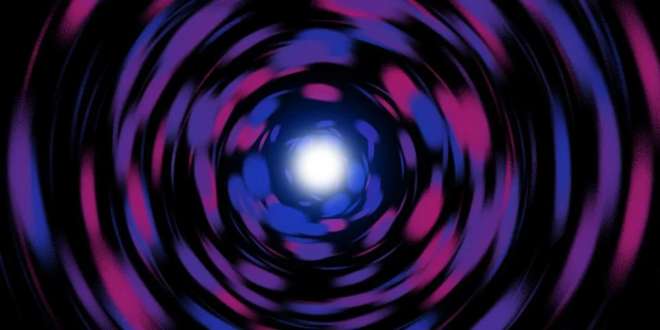 Circular light line rotating laser light burst laser light spiral 3D illustra Stock Illustration