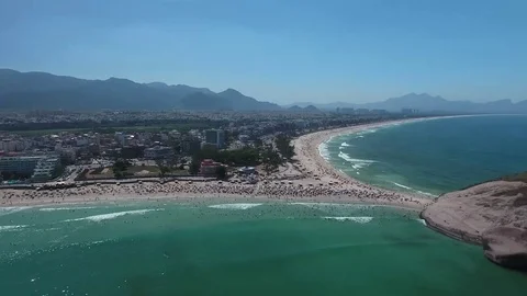 Circular light movement with mountain, beach and city. Stock Footage 81137628