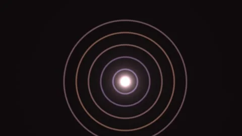 Circular light patterns create visual effects in dark space Stock Footage 338174961