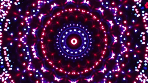 Circular light with red, white and blue lights. Kaleidoscope VJ loop Stock Footage 252351541