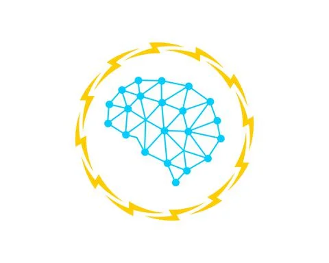 Circular lightning inside with brain inside Stock Illustration