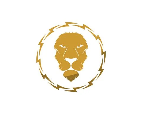 Circular lightning with lion head inside Illustrazione stock