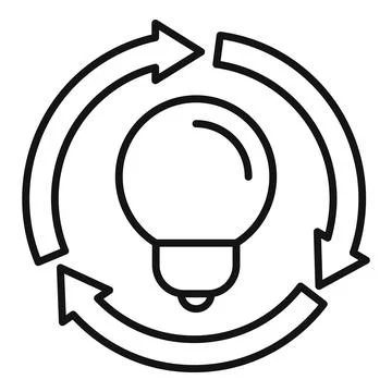 Circular line art of light bulb with arrows concept Stock Illustration