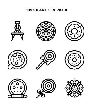 Circular Line Bundle Icons Pack Stock Illustration
