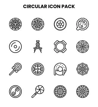 Circular Line Design Icons Pack Stock Illustration