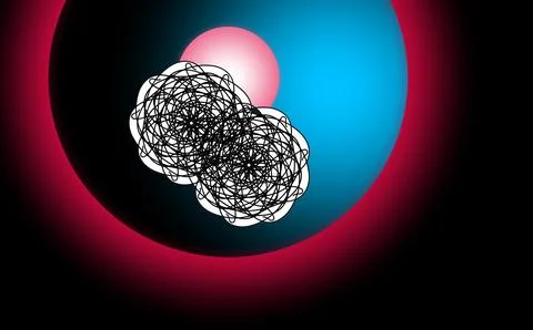 Circular line patterns on cyan magenta gradient background Stock Illustration