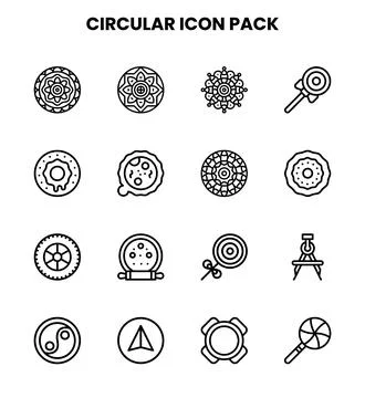 Circular Line Scalable Icons Pack Stock Illustration