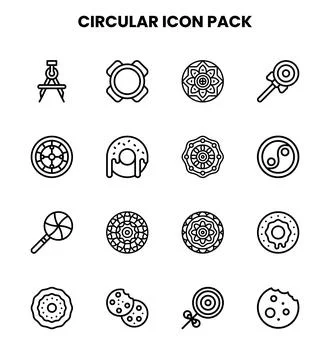 Circular Line Set Icons Pack Illustrazione stock