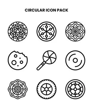 Circular Line Set Icons Pack Stock Illustration