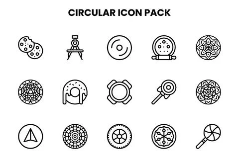 Circular Line UI Icons Pack Stock Illustration