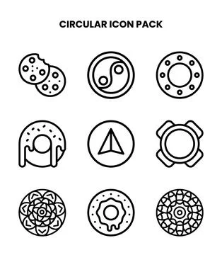 Circular Line UI Icons Pack Stock Illustration