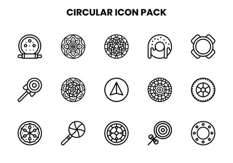 Circular Line Vector Icons Pack Stock Illustration