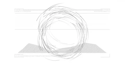 Circular lines and data points animation over algorithm and cypher text Video stock 303949498