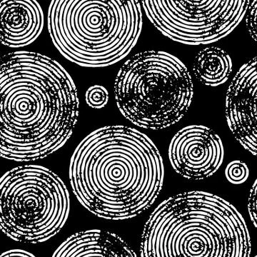 Circular lines and tree circles seamless pattern Stock Illustration
