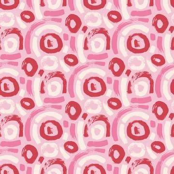 Circular lines brush seamless pattern. Paint stroke endless background. Abstract Stock Illustration