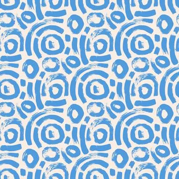 Circular lines brush seamless pattern. Paint stroke endless background. Abstract Stock Illustration
