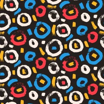 Circular lines brush seamless pattern. Paint stroke endless background. Abstract 스톡 일러스트