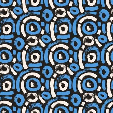 Circular lines brush seamless pattern. Paint stroke endless background. Abstract Stock Illustration