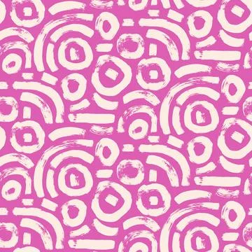 Circular lines brush seamless pattern. Paint stroke endless background. Abstract Illustrazione stock