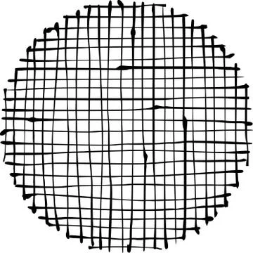 Circular liquid black stripe grid pattern over white Stock-Illustration