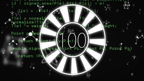 Circular loading animation over green programming code and molecular structures Stock Footage 305367419