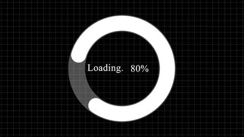 Circular loading bar on a black grid background. Illustrazione stock