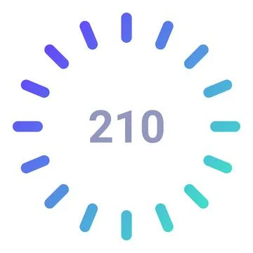 Circular loading bar showing progress at 210 degrees Ilustración de archivo