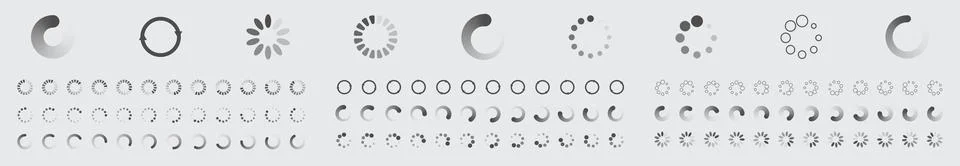 Circular Loading Buffering Icons Vector Set 스톡 일러스트