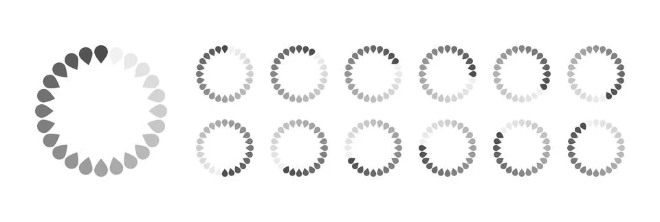 Circular Loading Buffering Icons Vector Illustrazione stock