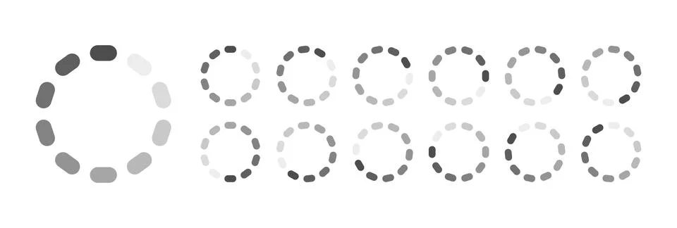 Circular Loading Buffering Icons Vector Illustrazione stock