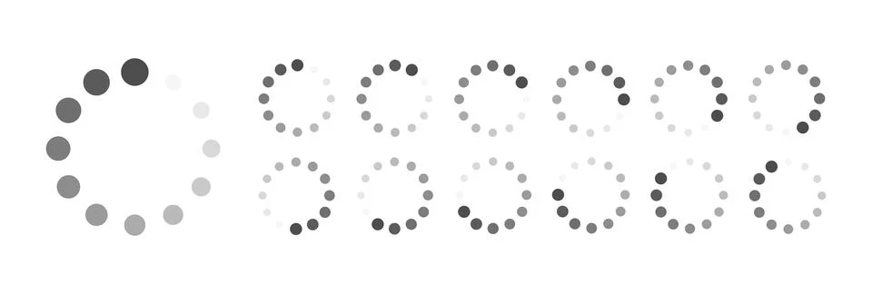 Circular Loading Buffering Icons Vector Illustrazione stock