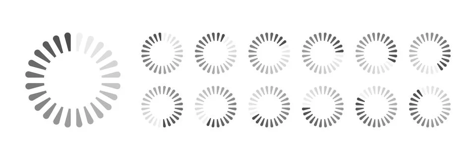 Circular Loading Buffering Icons Vector Illustrazione stock