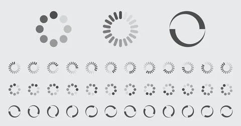 Circular Loading Buffering Icons Vector Set 스톡 일러스트