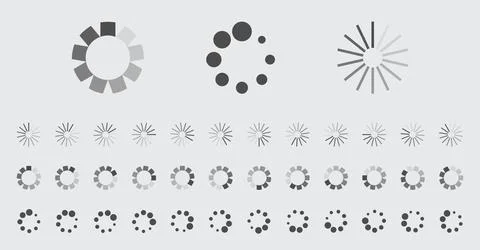 Circular Loading Buffering Icons Vector Set Illustrazione stock