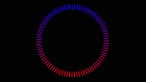 Circular loading, diagram, red and blue, fast with stop, on a black background Stock Footage 169655495