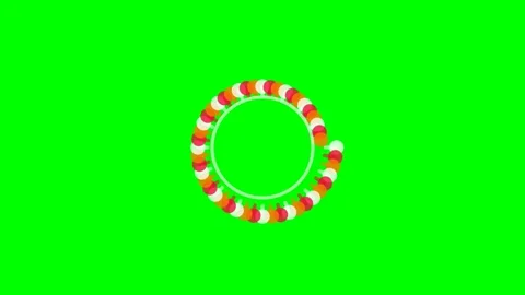 A circular loading graphic with colorful dots on a vibrant green background Stock Footage 340900647