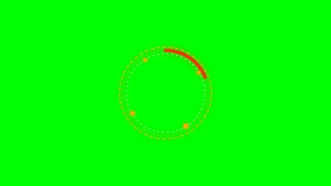 A circular loading graphic with an orange arc on a vibrant green background Video stock 340901736