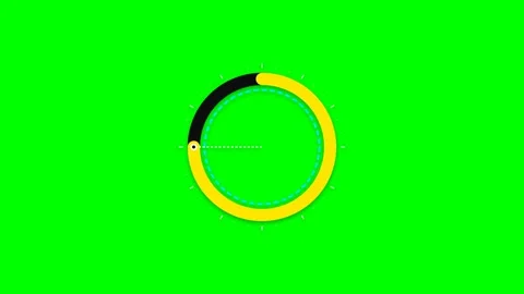 A circular loading graphic with yellow and black segments on green background Stock Footage 340904076