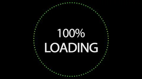Circular loading indicator with green dots. Load 100 percent. Loading circle  イラスト素材