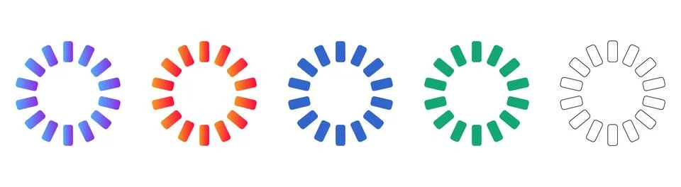 Circular Loading Progress Spinner Icons Illustrazione stock