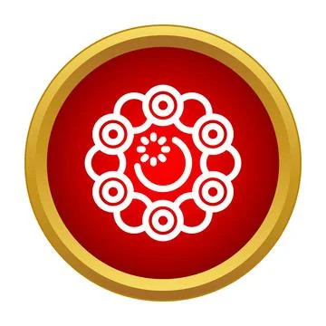 Circular loading sign icon in gold framed button Illustrazione stock