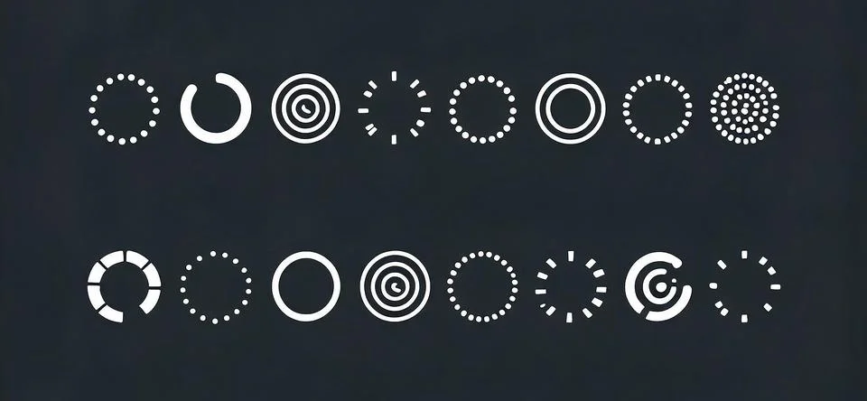 Circular Loading Spinner and Progress Indicator Icons Stock Illustration