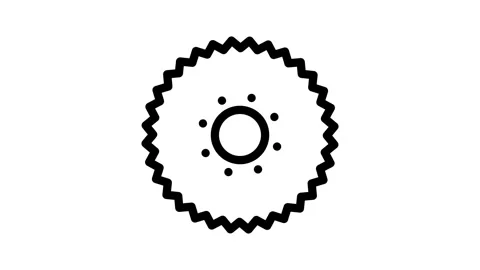 A circular logo, characterized by its bold and minimalist design elements. Stock Footage 334778490