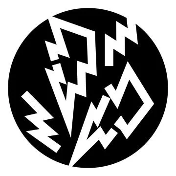 Circular logo with multiple lightning bolts graphic design Illustrazione stock