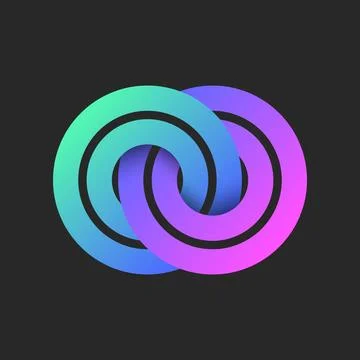 Circular logo or chain round link symbol vibrant gradient creative design, .. Stock Illustration